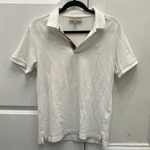 Burberry White Polo Collared Shirt Size Small